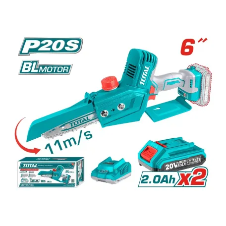 Շղթայավոր սղոց մարտկոցային 20Վ 150մմ (2 մարտկոցով, լիցքավորիչով) TOTAL TGSLI20683