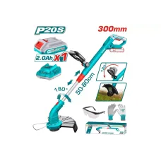 Խոտհնձիչ մարտկոցային 20Վ 300մմ (մարտկոցով, լիցքավորիչով, ձեռնոցներով, ակնոցով) TOTAL TGTLI20301 Խոտհնձիչ մարտկոցային 20Վ 300մմ (մարտկոցով, լիցքավորիչով, ձեռնոցներով, ակնոցով) TOTAL TGTLI20301