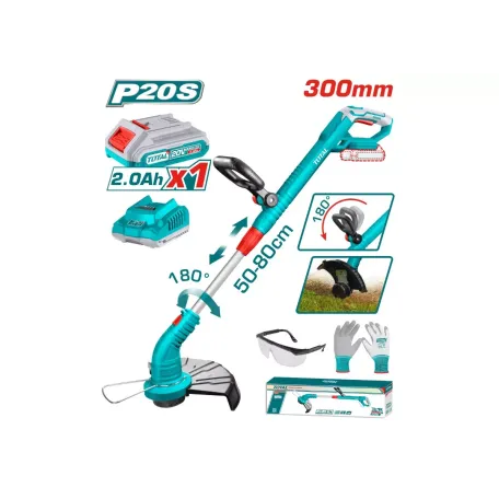 Խոտհնձիչ մարտկոցային 20Վ 300մմ (մարտկոցով, լիցքավորիչով, ձեռնոցներով, ակնոցով) TOTAL TGTLI20301