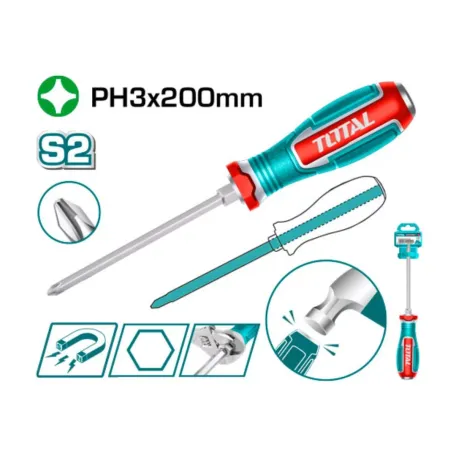 Խաչաձև պտուտակահան թափանցող PH3x200մմ TOTAL TGTPH3200