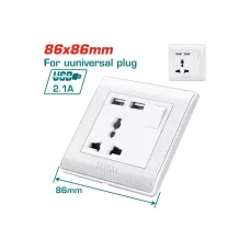 Վարդակ ունիվերսալ USB-ով և անջատիչով TOTAL THESST1116AUS 16Ա 250Վ