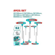 Վեցանկյուն բանալիների հավաքածու T-աձև 8կտոր TOTAL THHW80816 Վեցանկյուն բանալիների հավաքածու T-աձև 8կտոր TOTAL THHW80816