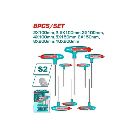 Վեցանկյուն բանալիների հավաքածու T-աձև 8կտոր TOTAL THHW80816 Վեցանկյուն բանալիների հավաքածու T-աձև 8կտոր TOTAL THHW80816