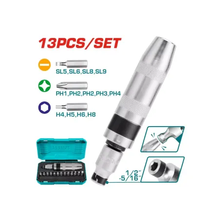 Հարվածային պտուտակահանների հավաքածու 13 կտոր TOTAL THIDS1301