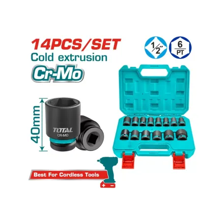 Հարվածային գլխիկների հավաքածու 1/2” 14 հատ TOTAL THISTD12141 Հարվածային գլխիկների հավաքածու 1/2” 14 հատ TOTAL THISTD12141