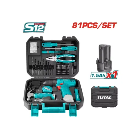 Ձեռքի գործիքների հավաքածու և պտուտակադարձիչ (81 միավոր) TOTAL THKTHP10812