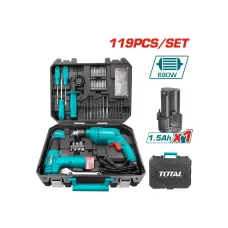Ձեռքի գործիքների հավաքածու, պտուտակադարձիչ և գայլիկոնիչ (119 միավոր) TOTAL THKTHP1192