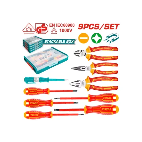 Դիէլեկտրիկ գործիքների հավաքածու TOTAL THKTV02H091 9կտոր Դիէլեկտրիկ գործիքների հավաքածու TOTAL THKTV02H091 9կտոր
