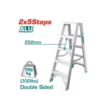 Երկկողմանի սանդուղք 2*5 քայլ TOTAL THLAD01051 Երկկողմանի սանդուղք 2*5 քայլ TOTAL THLAD01051