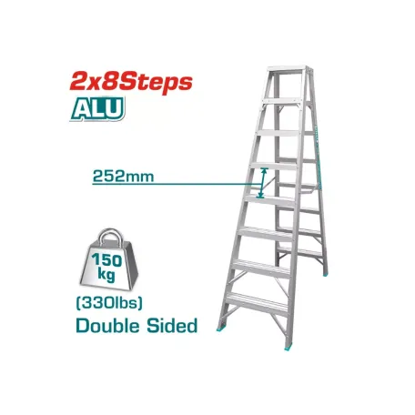 Երկկողմանի սանդուղք 2*8 քայլ TOTAL THLAD01081 Երկկողմանի սանդուղք 2*8 քայլ TOTAL THLAD01081