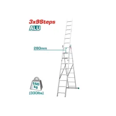 Եռամաս երկարացվող սանդուղք TOTAL THLAD03391 Եռամաս երկարացվող սանդուղք TOTAL THLAD03391