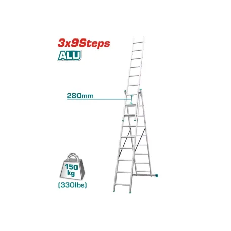 Եռամաս երկարացվող սանդուղք TOTAL THLAD03391