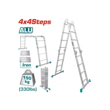 Բազմաֆունկցիոնալ ալյումինե սանդուղք 4*4 քայլ TOTAL THLAD04441 Բազմաֆունկցիոնալ ալյումինե սանդուղք 4*4 քայլ TOTAL THLAD04441