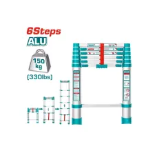 Տելեսկոպ սանդուղք 6 քայլ TOTAL THLAD08061 Տելեսկոպ սանդուղք 6 քայլ TOTAL THLAD08061