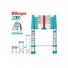 Տելեսկոպիկ սանդուղք 8 քայլ TOTAL THLAD08081 Տելեսկոպիկ սանդուղք 8 քայլ TOTAL THLAD08081