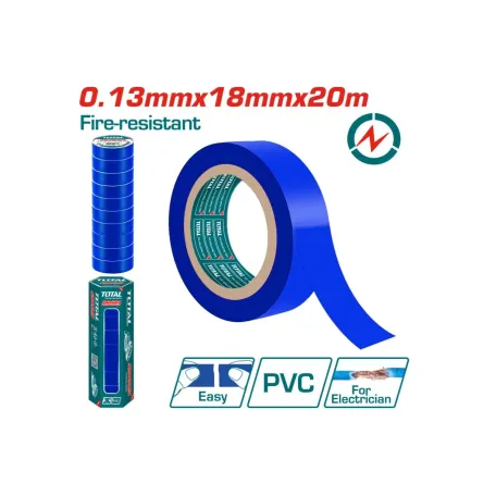 Մեկուսիչ ժապավեն կապույտ հրակայուն 13x18x20մմ TOTAL THPET1010