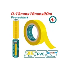 Մեկուսիչ ժապավեն դեղին հրակայուն 13x18x20մմ TOTAL THPET1011 Մեկուսիչ ժապավեն դեղին հրակայուն 13x18x20մմ TOTAL THPET1011