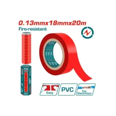 Մեկուսիչ ժապավեն կարմիր հրակայուն 13x18x20մմ TOTAL THPET1012 Մեկուսիչ ժապավեն կարմիր հրակայուն 13x18x20մմ TOTAL THPET1012