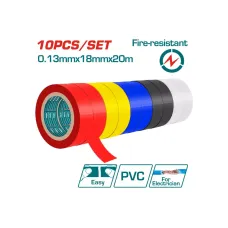 Մեկուսիչ ժապավենի հավաքածու 20մx18մմ 10 հատ TOTAL THPET1013 Մեկուսիչ ժապավենի հավաքածու 20մx18մմ 10 հատ TOTAL THPET1013