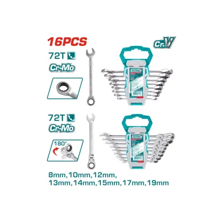 Բանալիների հավաքածու 16 հատ 8-19մմ TOTAL THT103RK166
