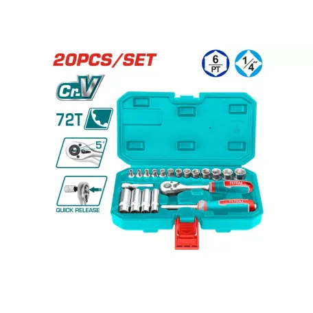 Գլխիկների հավաքածու 20 կտոր 1,4 ճռիկով TOTAL THT141201 Գլխիկների հավաքածու 20 կտոր 1,4 ճռիկով TOTAL THT141201