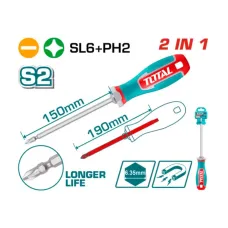 Պտուտակահան 2-ը 1-ում SL6+PH2 TOTAL THT250266