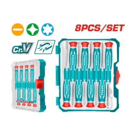 Ճշգրիտ աշխատանքների համար պտուտակահանների հավաքածու 8 հատ TOTAL THT250826