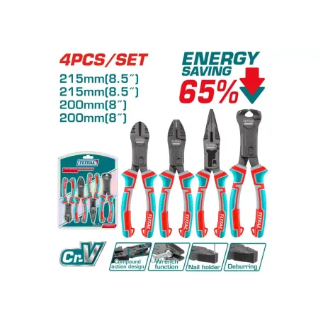 Հարթաշուրթ աքցանների հավաքածու 4 հատ TOTAL THT2CK241S