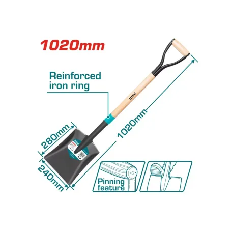 Ցեխի բահ փայտե պոչով 1020մմ TOTAL THTHW0102