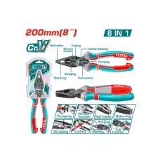 Բազմաֆունկցիոնալ համակցված տափակաբերան աքցան 8-ը՝ 1-ում  TOTAL THTMF186