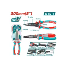 6-ը՝ 1-ում բազմաֆունկցիոնալ համակցված տափակաբերան աքցան TOTAL THTMF286