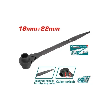 Երկկողմանի ճռիկով բանալի 19*22մմ TOTAL THTRSW19221