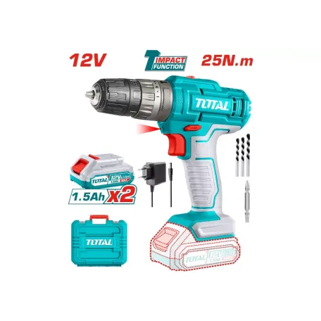 Հարվածային պտուտակադարձիչ մարտկոցային 12Վ 25Նմ (2 մարտկոցով, լիցքավորիչով) TOTAL TIDLI1228