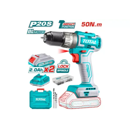 Հարվածային պտուտակադարձիչ մարտկոցային 20Վ 50Նմ (2 մարտկոցով, լիցքավորիչով) TOTAL TIDLI20508