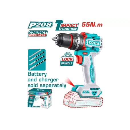 Հարվածային պտուտակադարձիչ մարտկոցային 20Վ 55Նմ TOTAL TIDLI205581