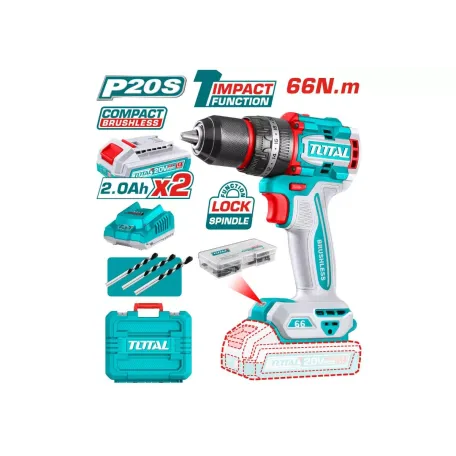 Հարվածային պտուտակադարձիչ մարտկոցային 20Վ 66Նմ TOTAL TIDLI20668