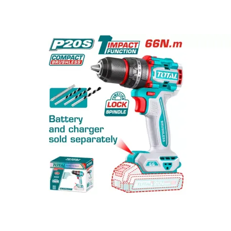 Մարտկոցային հարվածային պտուտակադարձիչ 20Վ 66Նմ TOTAL TIDLI206681 Մարտկոցային հարվածային պտուտակադարձիչ 20Վ 66Նմ TOTAL TIDLI206681