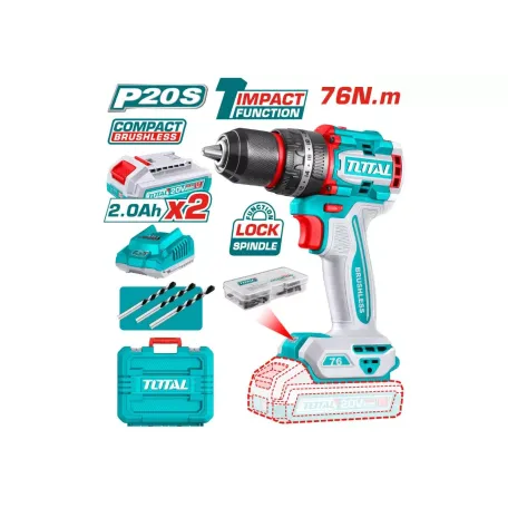 Հարվածային պտուտակադարձիչ մարտկոցային (2 մարտկոց, 1 լիցքավորիչ) 20Վ 76Նմ TOTAL TIDLI20768