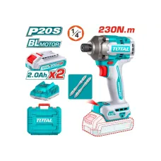 Հարվածային պտուտակադարձիչ մարտկոցային (2 մարտկոց, 1 լիցքավորիչ) 20Վ 230Նմ TOTAL TIRLI2023