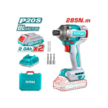 Հարվածային պտուտակադարձիչ մարտկոցային 20Վ 285Նմ (2 մարտկոցով, լիցքավորիչով) TOTAL TIRLI2028