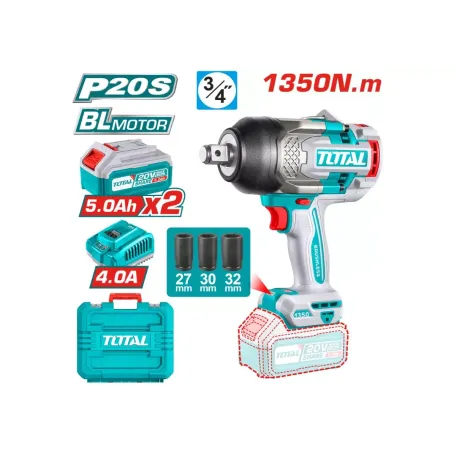 Հարվածային մանեկադարձիչ մարտկոցային TOTAL TIWLI20135 20Վ 1350Նմ