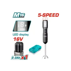 Ձեռքի բլենդեր մարտկոցային (1 մարտկոց, 1 լիցքավորիչ) 16Վ TOTAL TJB048K