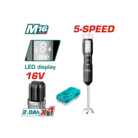 Ձեռքի բլենդեր մարտկոցային (1 մարտկոց, 1 լիցքավորիչ) 16Վ TOTAL TJB048K