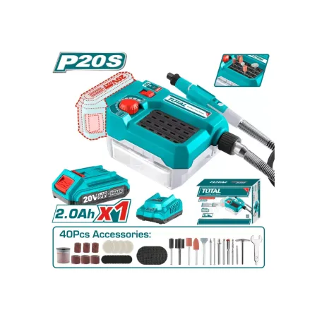 Գրավեր մարտկոցային TOTAL TMGLI20011 20Վ (40 աքսեսուար)