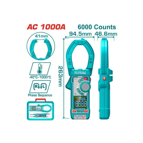 Թվային հոսաքաչափիչ աքցան փոփոխական հոսանքի 1000Ա TOTAL TMT7610001