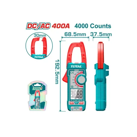 Թվային հոսաքաչափիչ աքցան հաստատուն-փոփոխական հոսանքի 400Ա TOTAL TMT762002