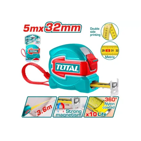 Պողպատե չափիչ ժապավեն 5մ TOTAL TMT80532M