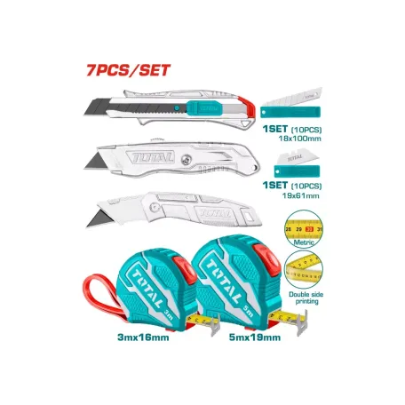 Չափիչ ժապավենների և դանակների հավաքածու TOTAL TOS23039 7կտոր