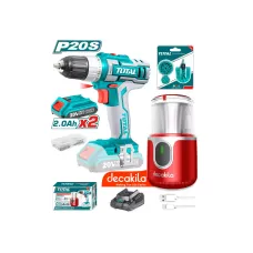 Կոմբո հավաքածու մարտկոցային․ պտուտակադարձիչ (TDLI2002) 2 մարտկոցով, Decakila սրճաղաց (KMCF022R) TOTAL TOSLI23013