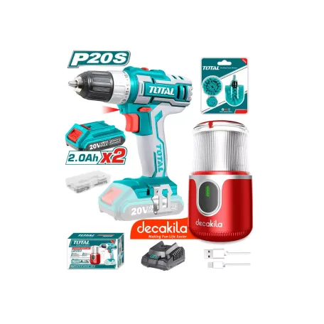 Կոմբո հավաքածու մարտկոցային․ պտուտակադարձիչ (TDLI2002) 2 մարտկոցով, Decakila սրճաղաց (KMCF022R) TOTAL TOSLI23013